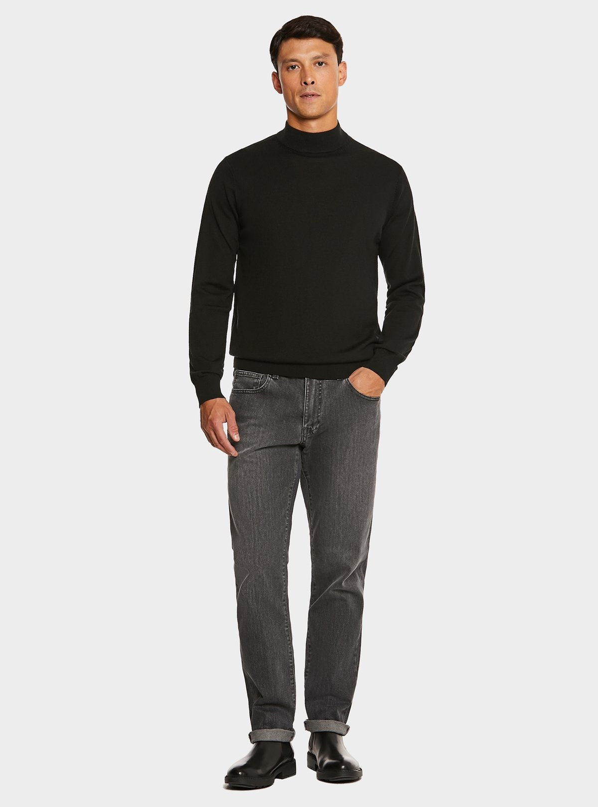 Maglia in pura lana merino mezzo collo alto