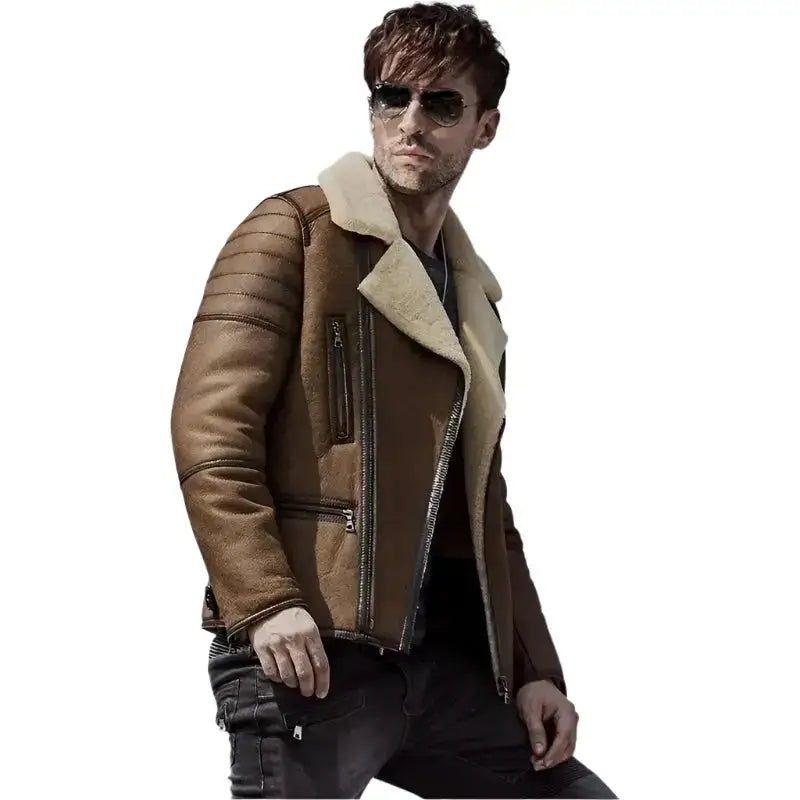 Menโs B6 Sheepskin Bomber Jacket