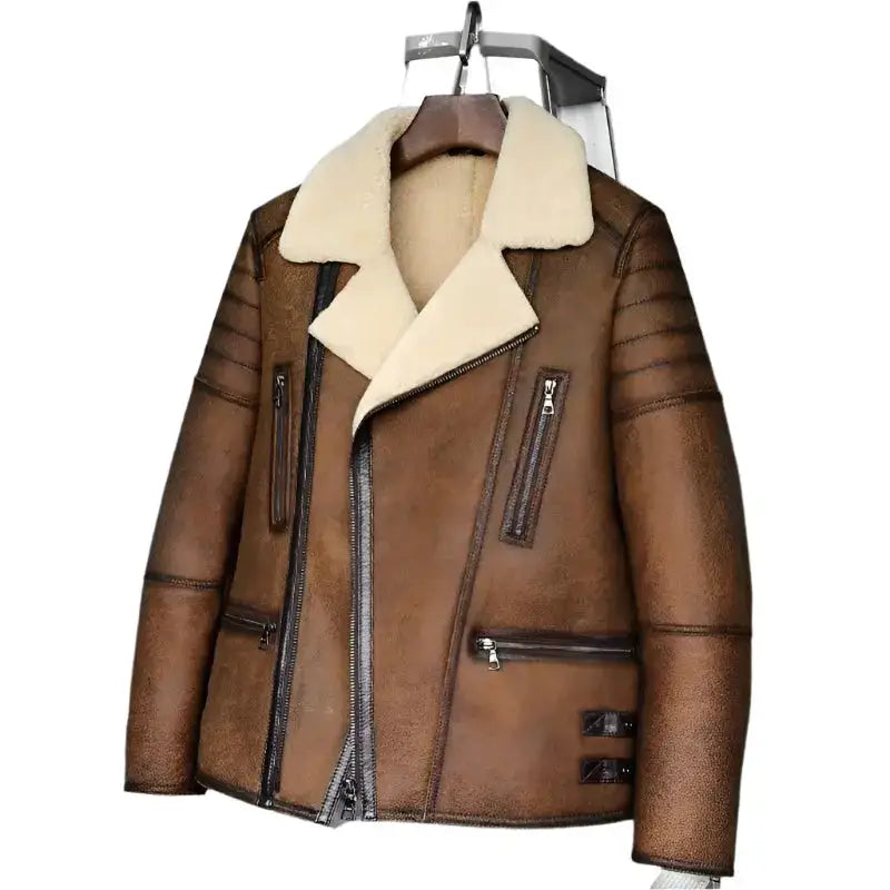 Menโs B6 Sheepskin Bomber Jacket
