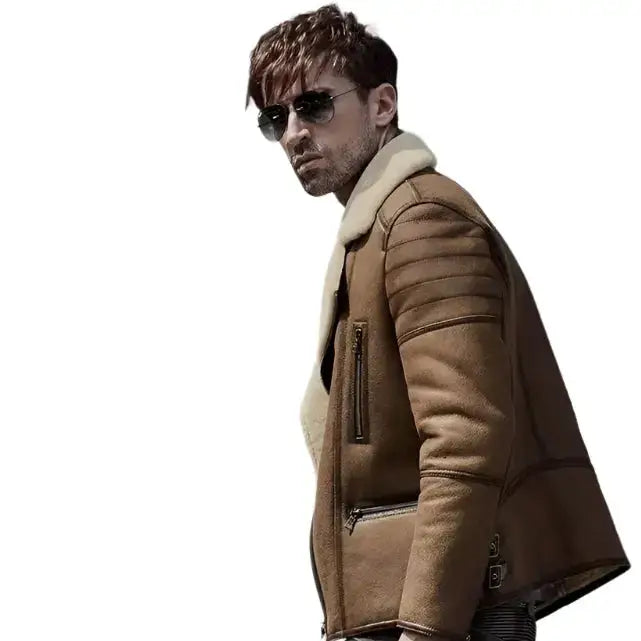 Menโs B6 Sheepskin Bomber Jacket