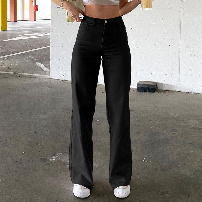 Spice Girl Style High Waist Slim Jeans Bell Bottoms Pants-5