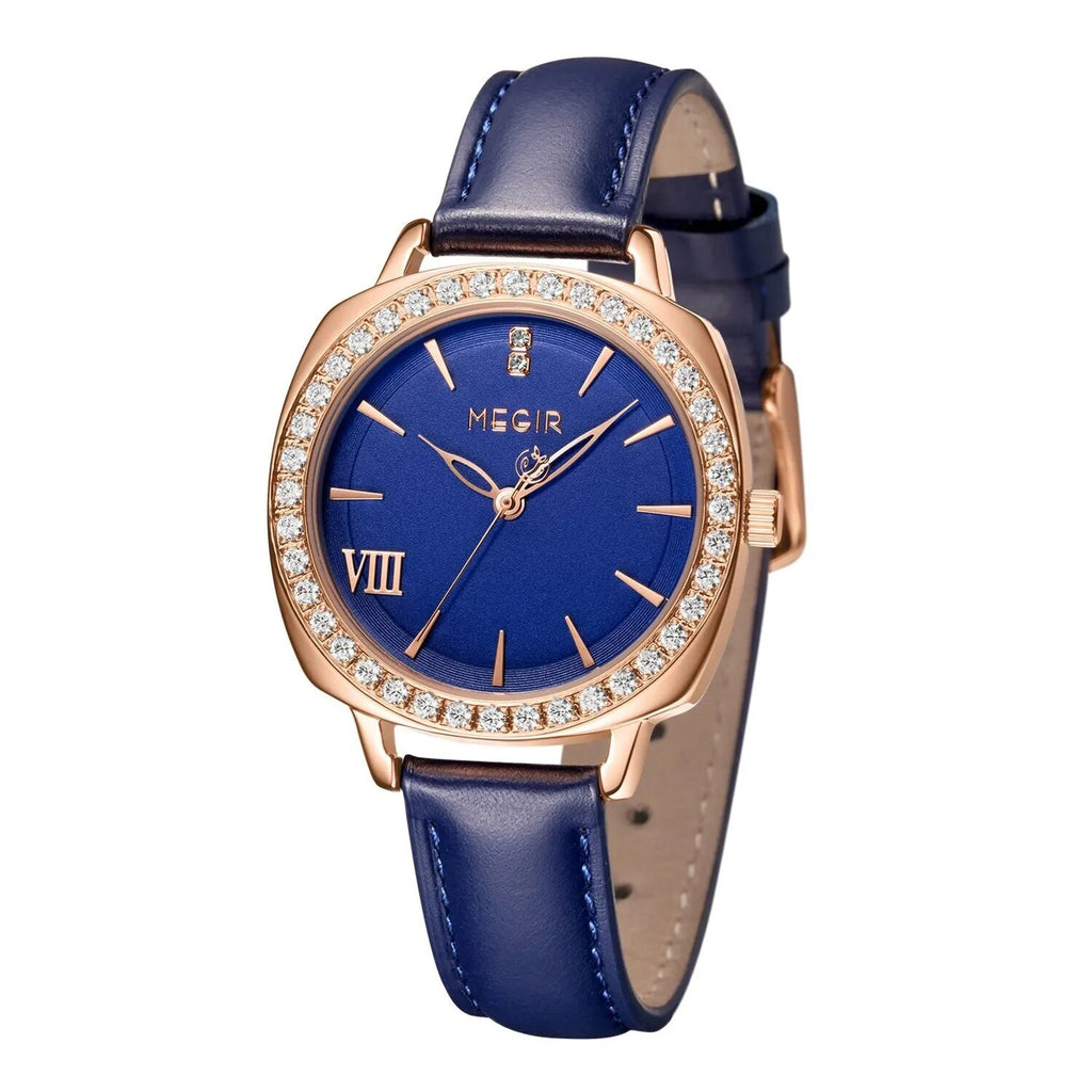 MEGIR Fashion Women Watch Luxury Diamond Leather Ladies Bracelet Watch Female Quartz Wristwatches Dress Clock Relogio Feminino