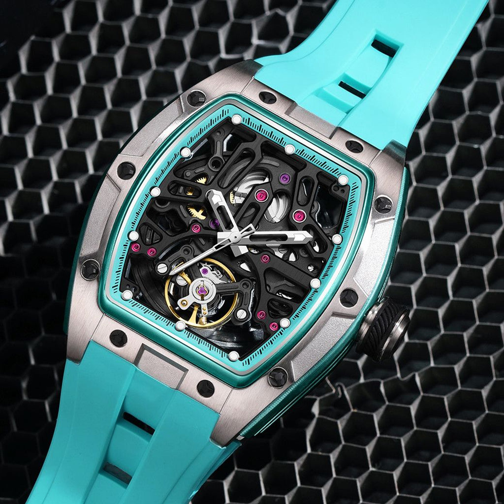 MEGIR Skeleton Dial Watches for Men Stainless Steel Case Automatic Mechanical Wristwatch Waterproof Luminous Sport Watch 9198-1-6