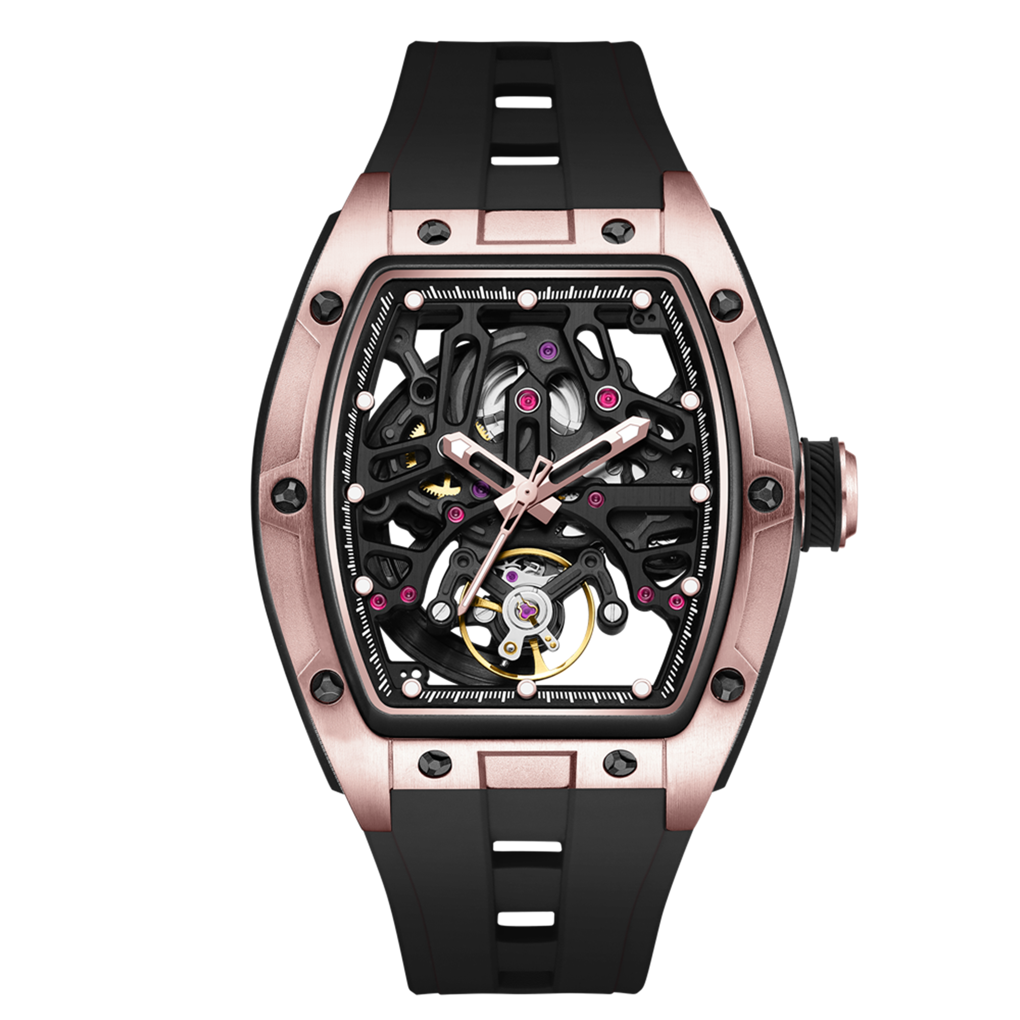 MEGIR Skeleton Dial Watches for Men Stainless Steel Case Automatic Mechanical Wristwatch Waterproof Luminous Sport Watch 9198-1-11