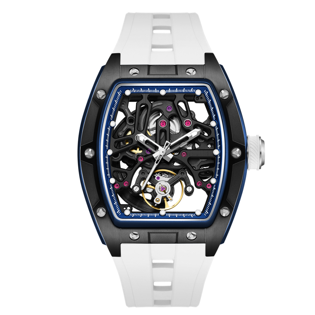 MEGIR Skeleton Dial Watches for Men Stainless Steel Case Automatic Mechanical Wristwatch Waterproof Luminous Sport Watch 9198-1-14