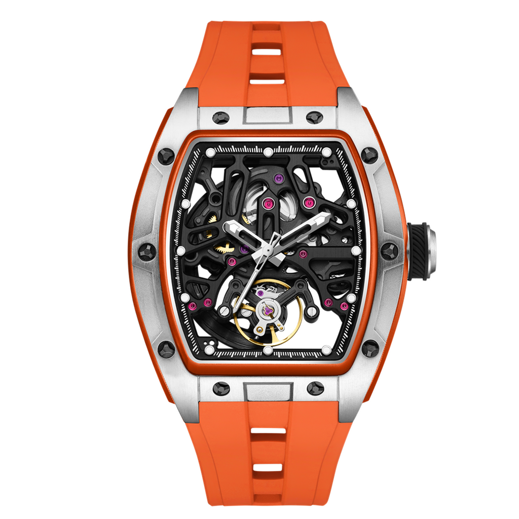 MEGIR Skeleton Dial Watches for Men Stainless Steel Case Automatic Mechanical Wristwatch Waterproof Luminous Sport Watch 9198-1-13