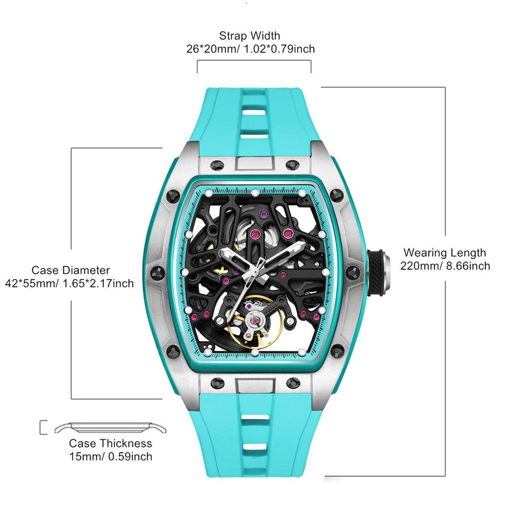 MEGIR Skeleton Dial Watches for Men Stainless Steel Case Automatic Mechanical Wristwatch Waterproof Luminous Sport Watch 9198-1-8