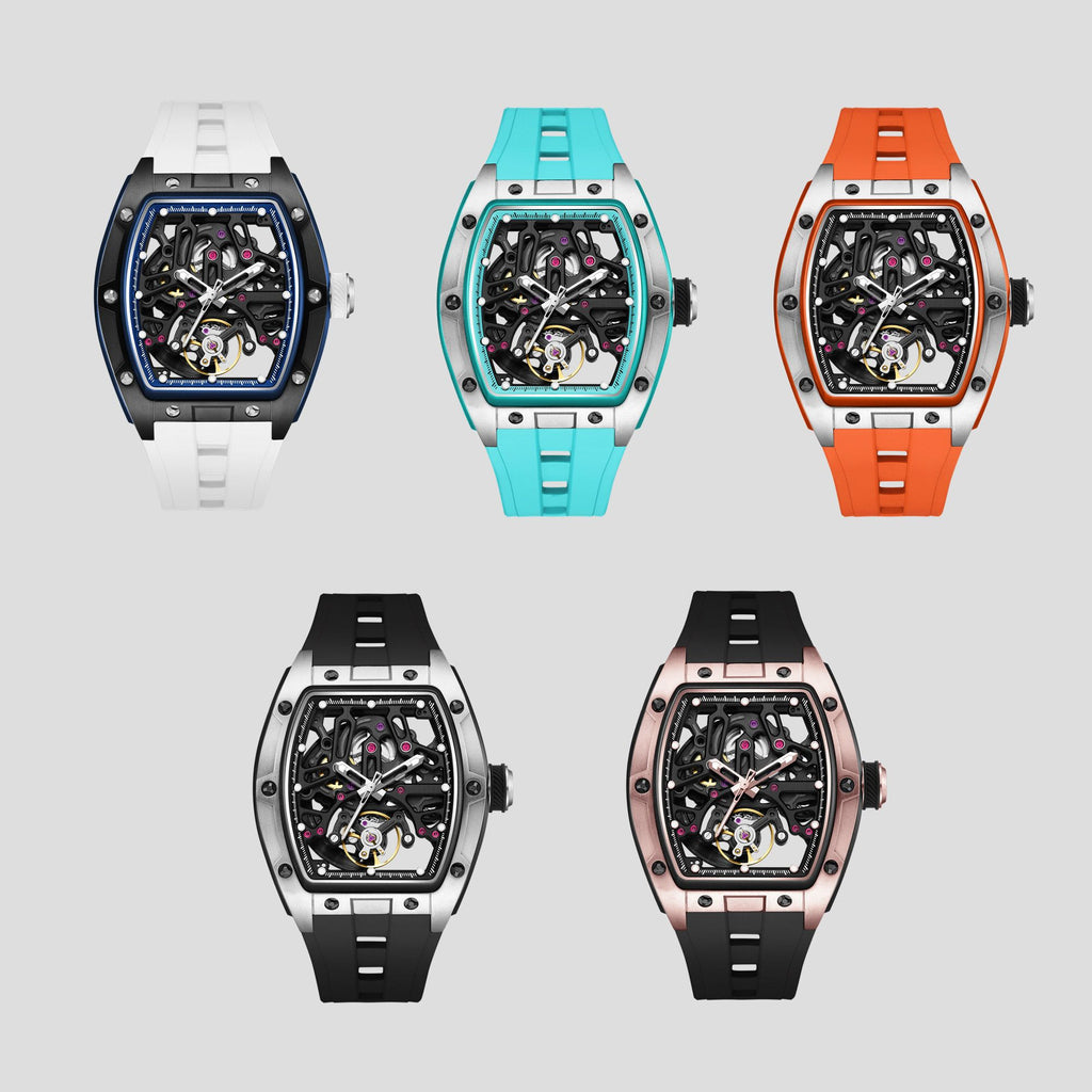 MEGIR Skeleton Dial Watches for Men Stainless Steel Case Automatic Mechanical Wristwatch Waterproof Luminous Sport Watch 9198-1-7