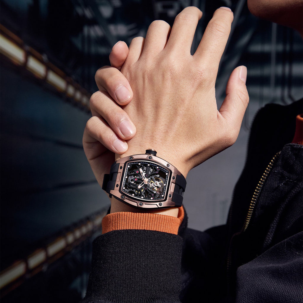 MEGIR Skeleton Dial Watches for Men Stainless Steel Case Automatic Mechanical Wristwatch Waterproof Luminous Sport Watch 9198-1-4