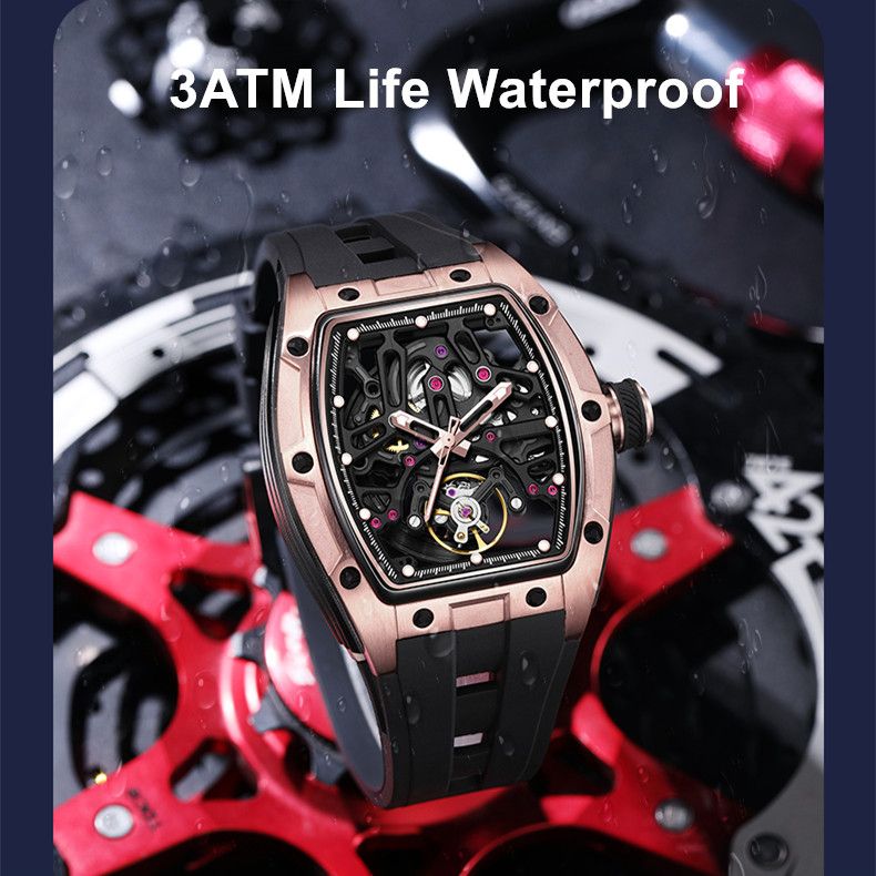 MEGIR Skeleton Dial Watches for Men Stainless Steel Case Automatic Mechanical Wristwatch Waterproof Luminous Sport Watch 9198-1-10