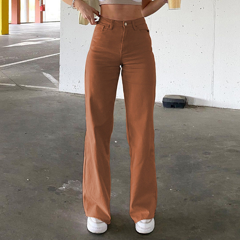 Spice Girl Style High Waist Slim Jeans Bell Bottoms Pants-6