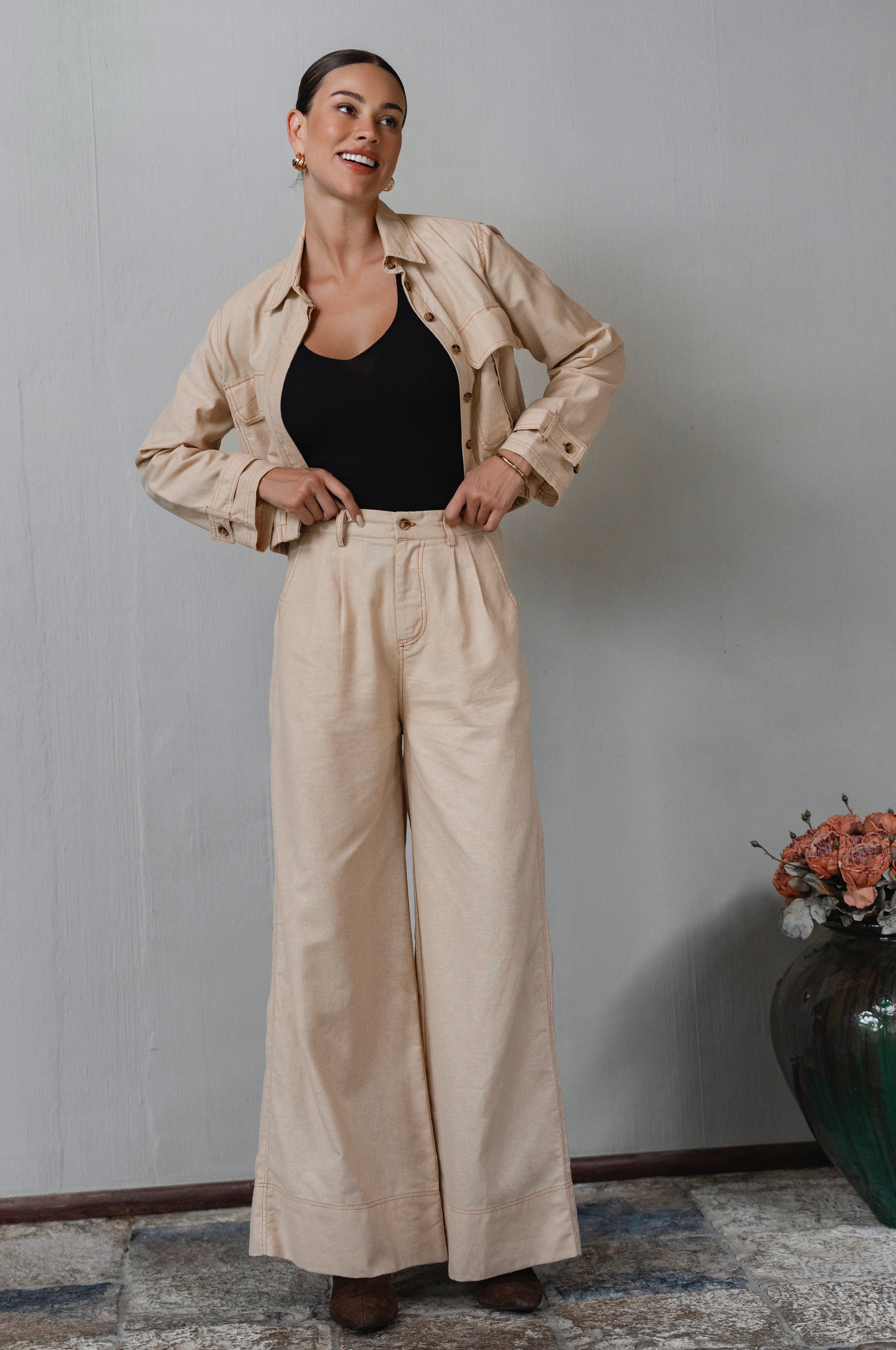 Orion Wide Leg Linen Pants-0