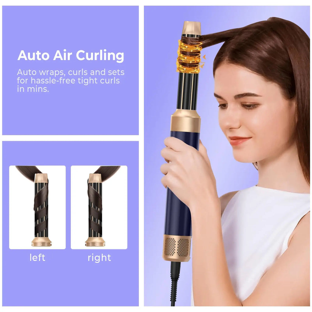 7 In 1 Hair Dryer Brush Brushless High Speed Hair Dryer with Diffuser Ionic Blow Dryer Hot Air Styling Comb Auto Hair Curler