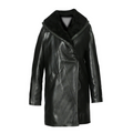 Women's Scully Black Full Length Faux Fur Leather Coat-0