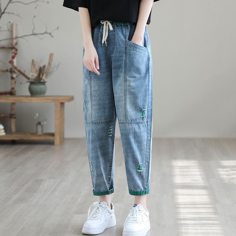 Women's Summer Fashion Ripped Ninth Jeans / Pants-3