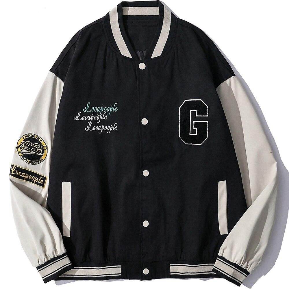 Baseball Jacket Men Cute Bear Patch Letter Embroidery Patchwork Streetwear Cozy High Street Retro Harajuku Varsity Coat-0