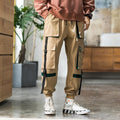 Streetwear Hip Hop Cargo Pants Spring Autumn Mens Baggy Pockets Ribbon Joggers Pants Men Japanes Style Black Harem Pants-5