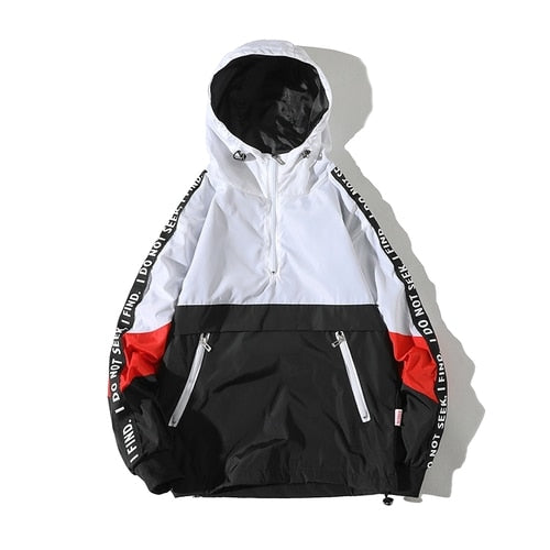 Spring Hip Hop Mens Hooded Windbreaker Jacket Patchwork Vintage Loose Track Hoodie Jacket Coats Streetwear Chaqueta hombre-6